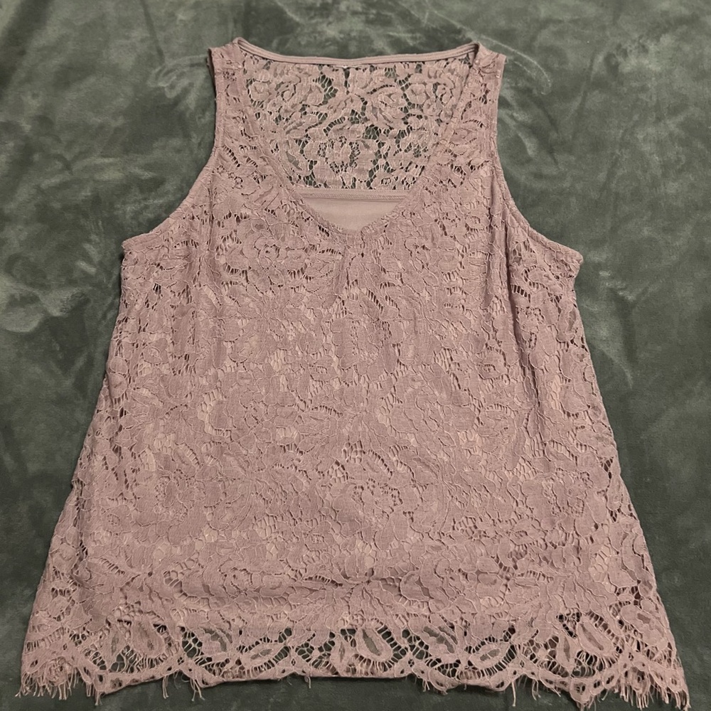 Pink lace /lined sleeveless blouse - Picture 2 of 3
